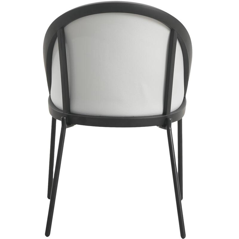 Vinyl Dining Chair with Curved Back and Stainless Steel Legs Set of 4