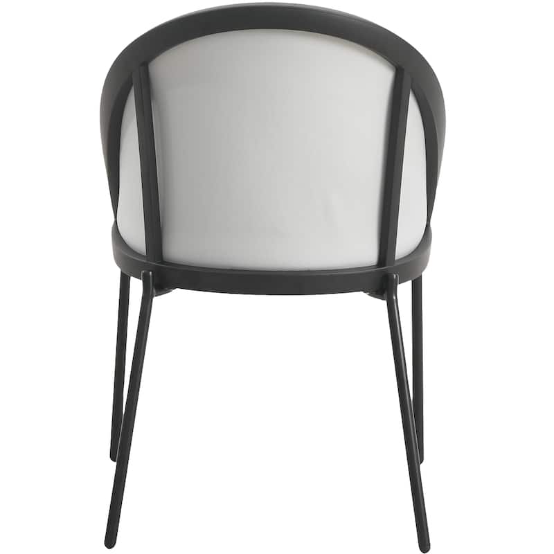 Urbane Dining Chair in Vinyl Fabric with Curved Back and Stainless Steel Legs Set of 2