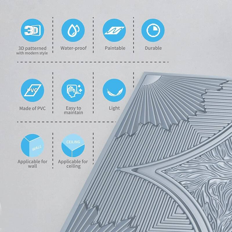Art3d Drop Ceiling Tiles 2x2ft ,3D Wainscoting Panels Glue Up,12Pcs, 48 Sq.ft