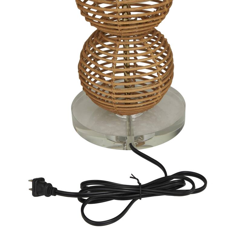 Wicker Wood Handmade Woven Orb Room Table Lamp - Brown - Roche River Decor