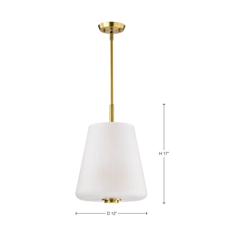 Lune 3 Light Pendant Vintage Brass Finish Etched White Glass - Vintage Brass