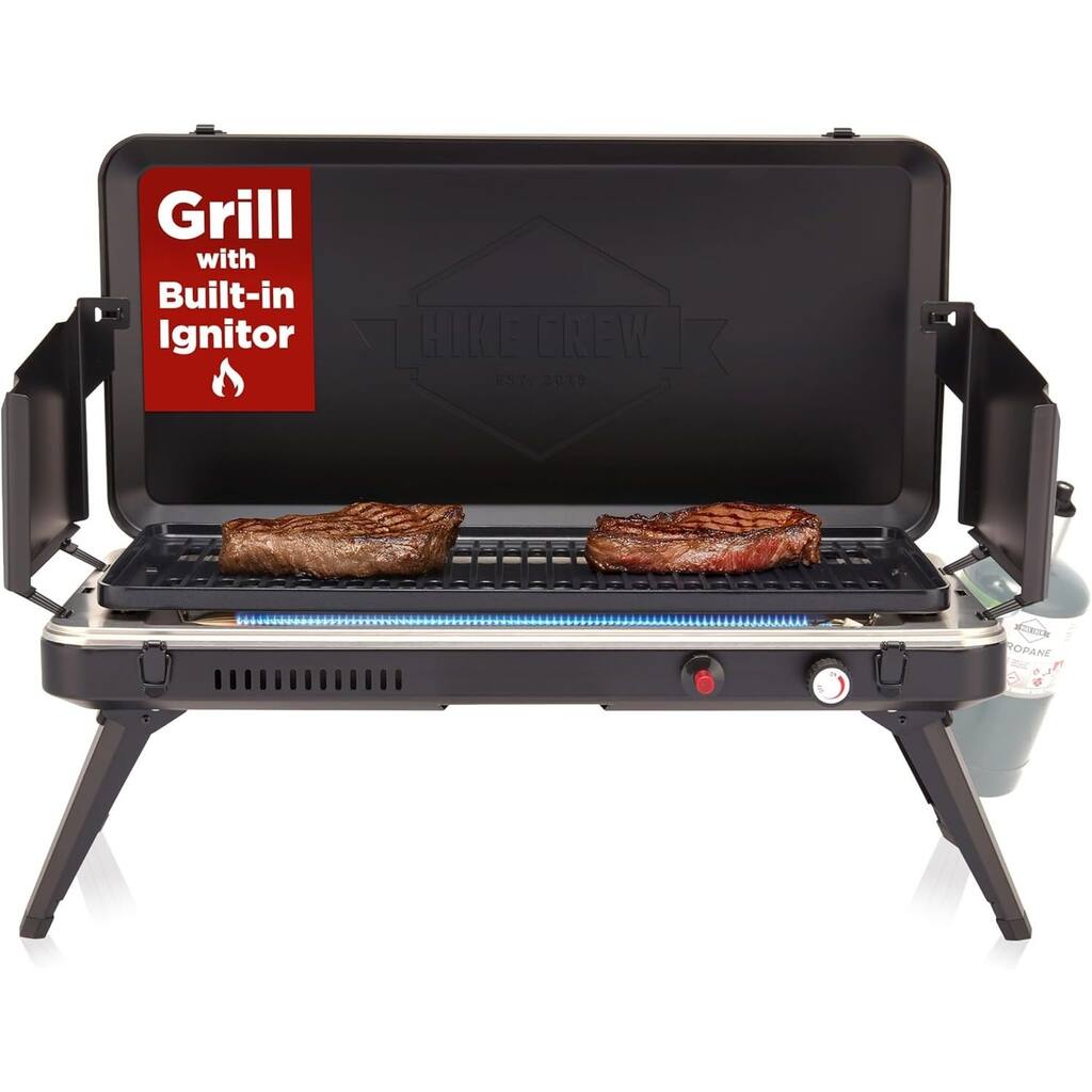 Hike Crew Gas Camping Grill – 13,000 BTU Portable Propane Stove for Camping, Hiking & Camp Kitchens - N/A