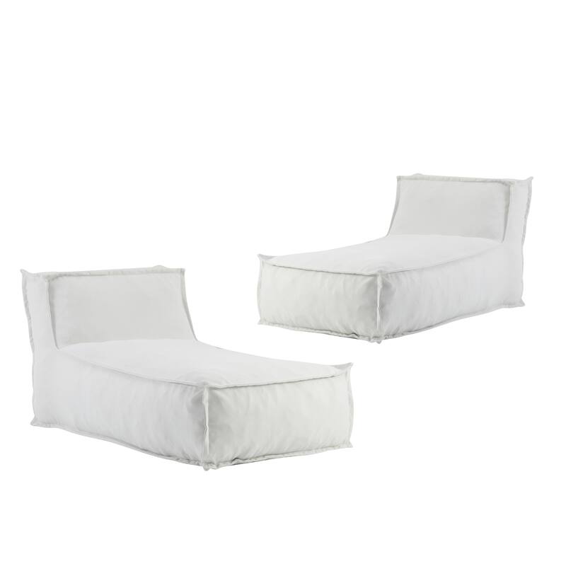 Roomfitters Ramona Outdoor Bean Bag Lounge Chair with Water Resistant Fabric, Light Grey