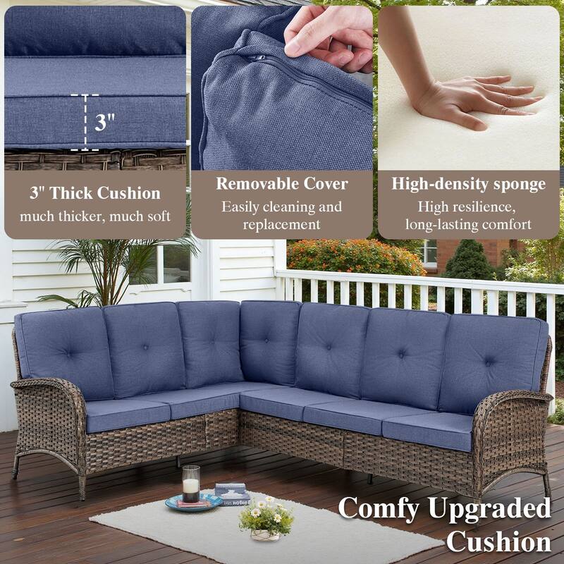 Patio Sectional Sofa Chair with Swivel Chairs Set