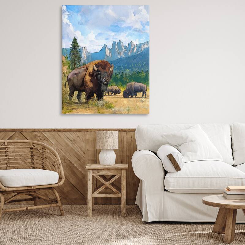 Stupell Grazing Bison Desert Abstraction Canvas Wall Art Design By David Owens