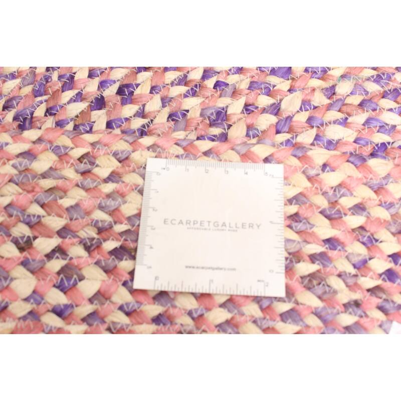ECARPETGALLERY Braided Weave Palas Denizli Pink Jute Rug - 3'0 x 3'0