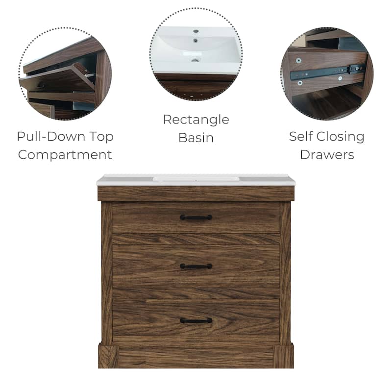 Teamson Home Donovan 36" Single Bathroom Vanity with Square Sink