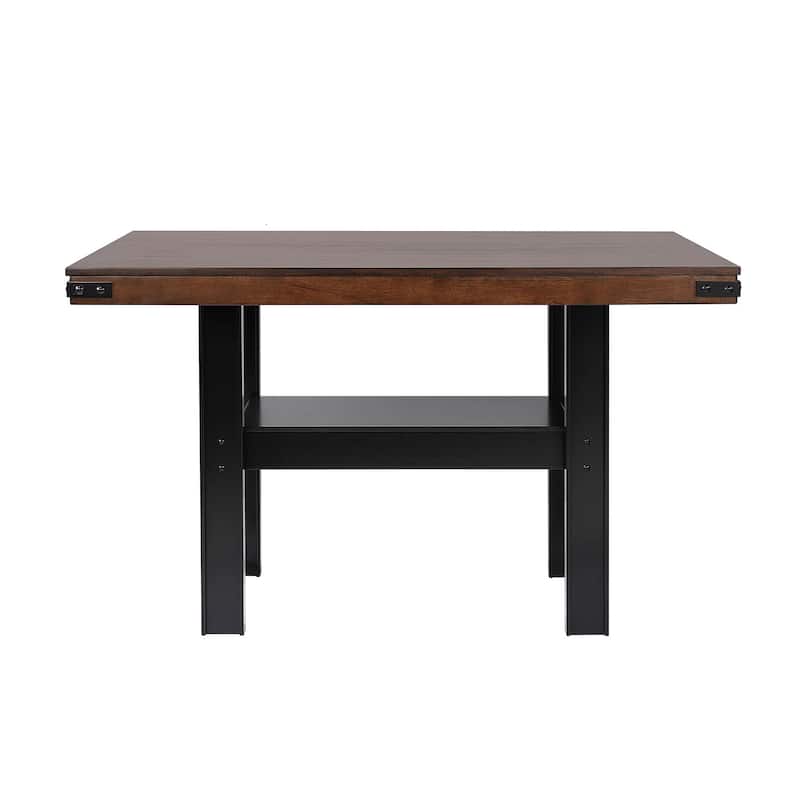 Rectangular Wooden Counter Height Dining Table in Mango Oak and Black - Mango Oak/Black