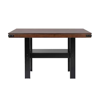 Rectangular Wooden Counter Height Dining Table in Mango Oak and Black