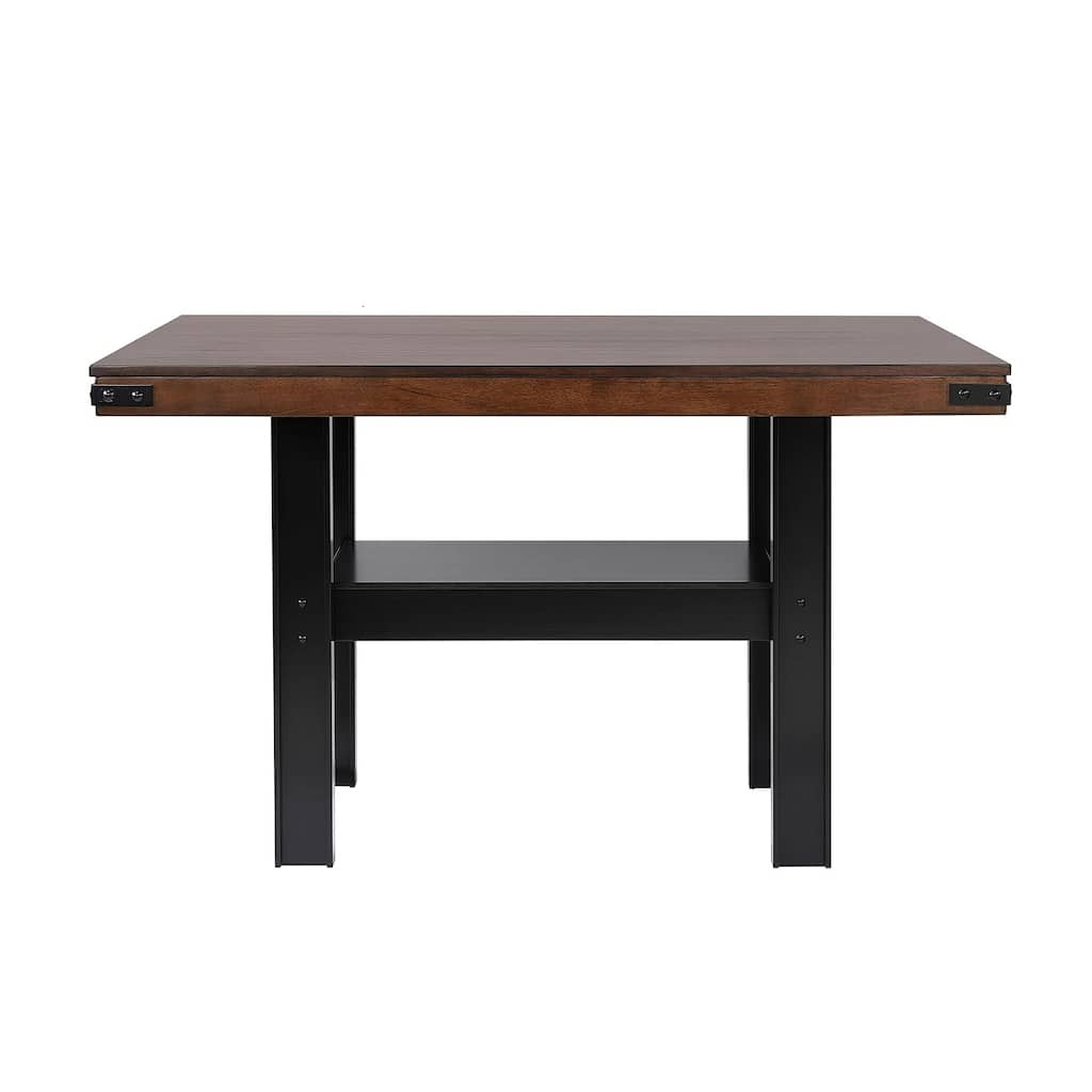 Rectangular Wooden Counter Height Dining Table in Mango Oak and Black