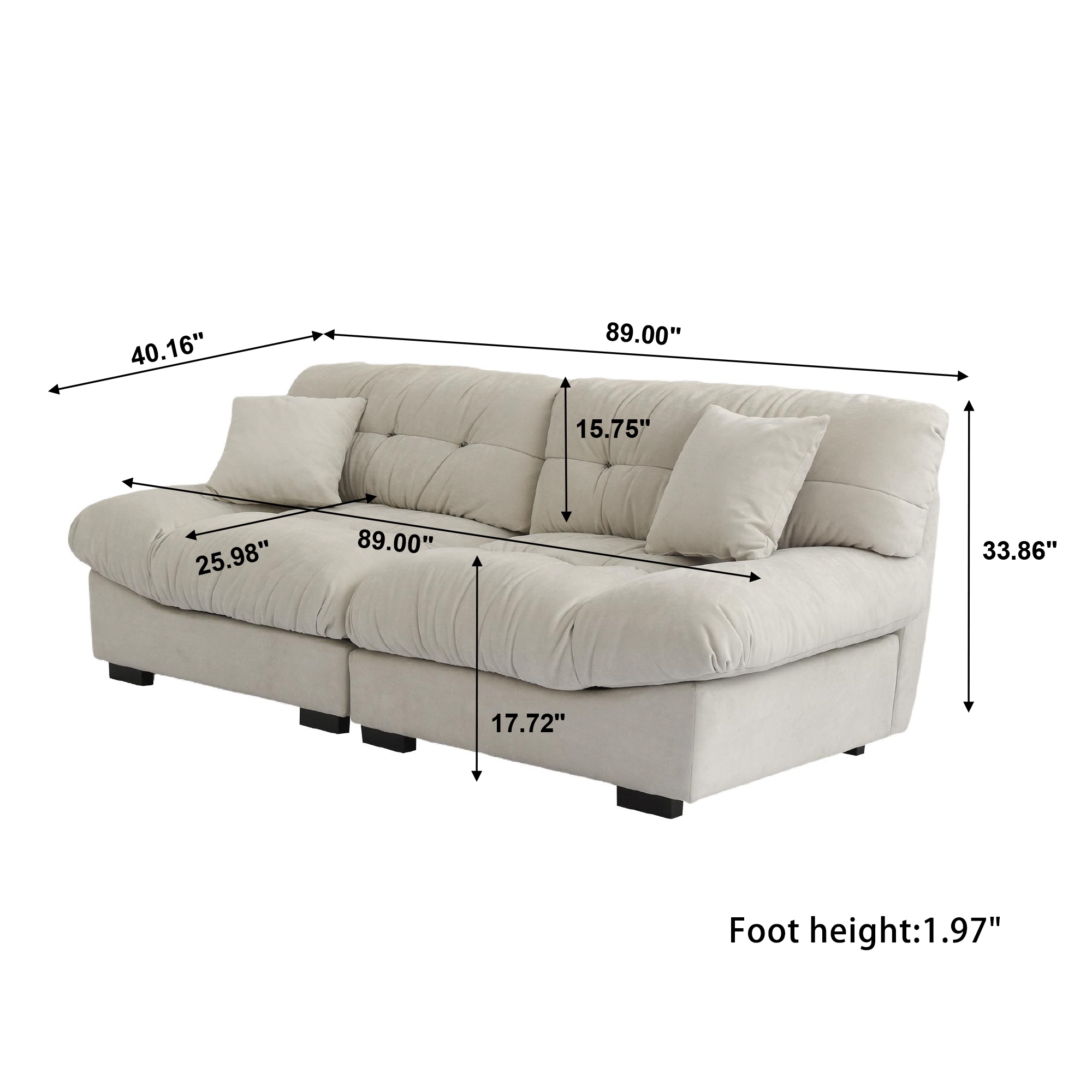 89 Fluffy Cloud Couches Sectional Modern Minimalist Sofas With Two Pillows On Sale Bed Bath Beyond 39393008