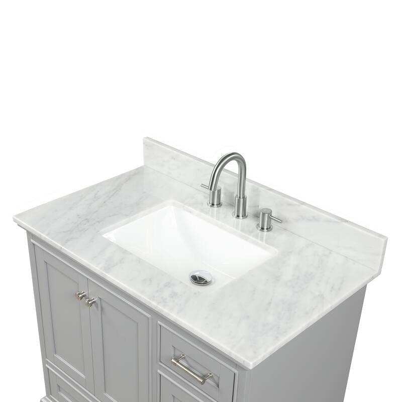 Blossom Copenhagen 36" Bathroom Vanity with Marble Top, Sink & Mirror