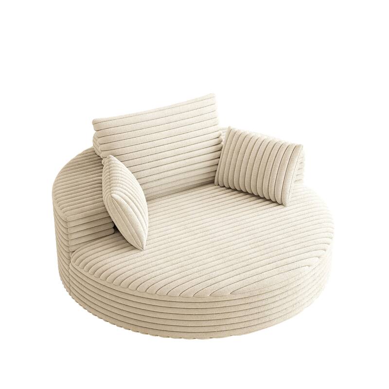 55" Luxury Swivel Chair - Plush Chenille Upholstery with 360° Rotation, Fluffy Modern Design for Living Rooms & Home Theaters