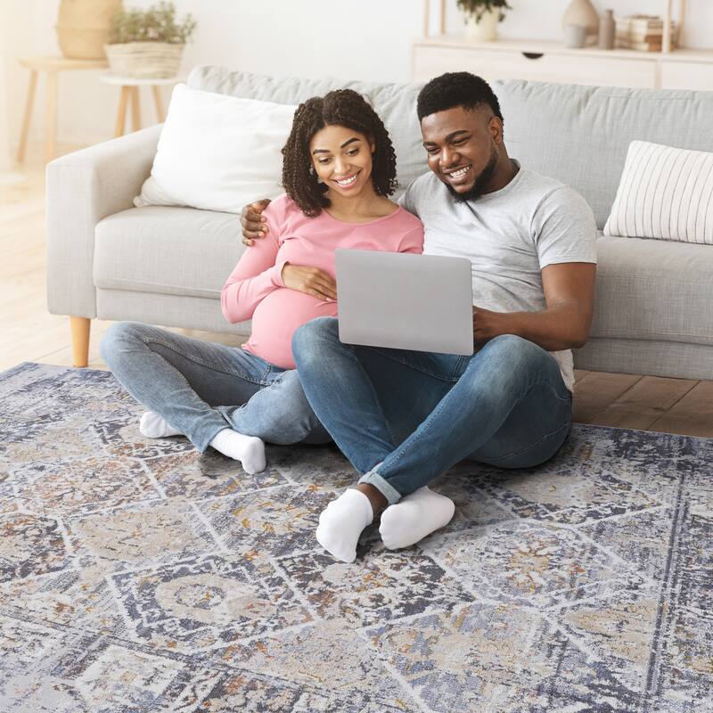 8X10 Oriental Non-Shedding Living Room Bedroom Dining Home Office Stylish and Stain Resistant Area Rug - 6' x 7'