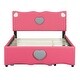 preview thumbnail 11 of 15, Full Size Upholstered Platform Bed with Trundle and Heart Shaped Decoration in Dark Pink