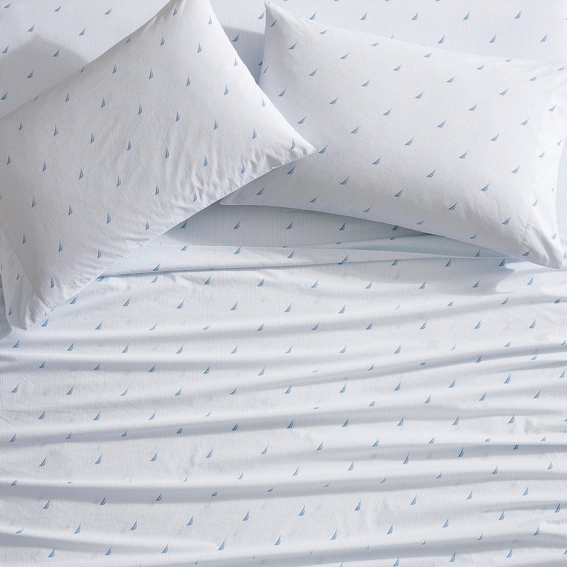 Nautica Cotton Percale Deep Pocket Bed Sheet Sets