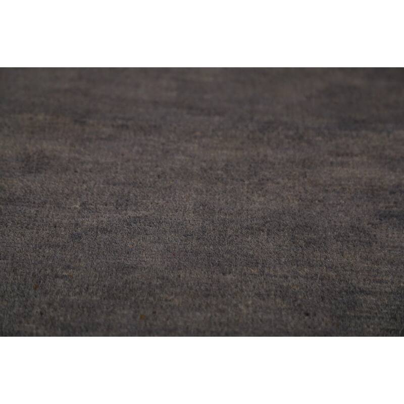 Hand Knotted Oriental 100% Wool Carpet Modern Solid Greys & Charcoal Gabbeh Runner Rug - 9' 9'' X 2' 10''