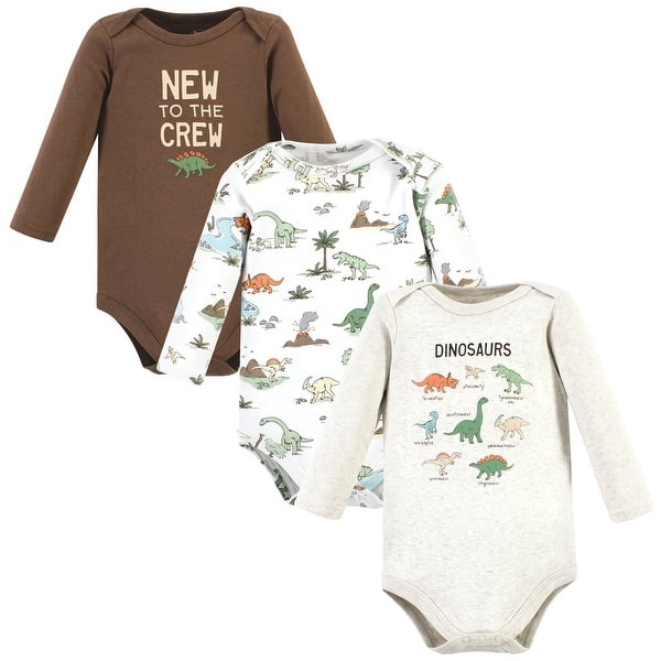 slide 1 of 1, Hudson Baby Cotton Long-Sleeve Bodysuits, Dinosaur Adventures 3-Pack, 18-24 Months - Dinosaur Adventures 3-Pack 18-24 Months - Dinosaur Adventures 3-Pack