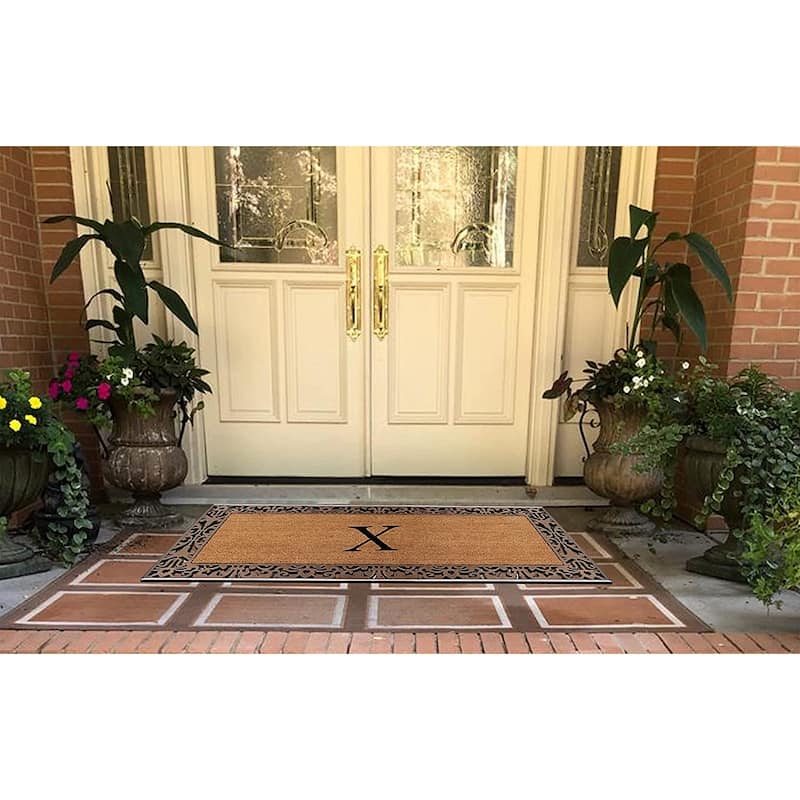 A1HC Natural Coir Monogrammed Door Mat For Front Door, 30"X60", Anti-Shed Treated Durable Doormat for Outdoor Entrance
