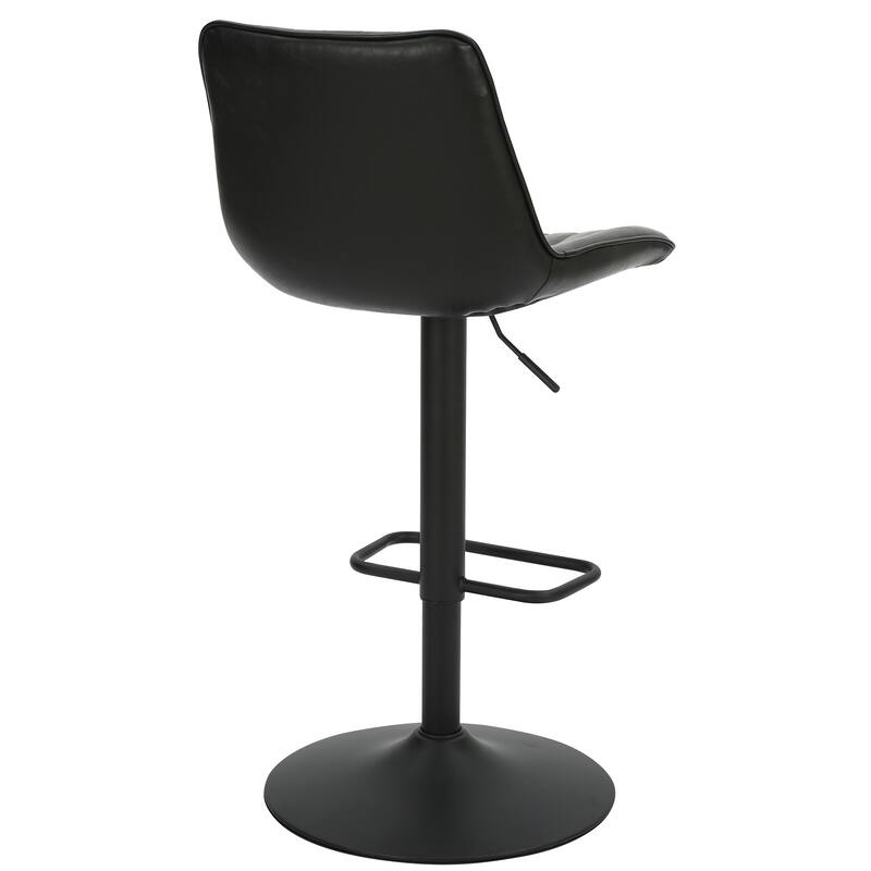Contemporary Faux Leather & Metal Adjustable Air-Lift Stool, Set of 2