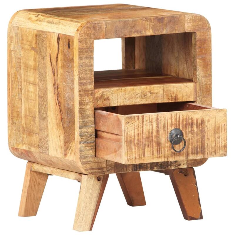 vidaXL Cabinet Nightstand Side End Table with Solid Wood Legs for Bedroom - 11.8" x 11.8" x 16.1"