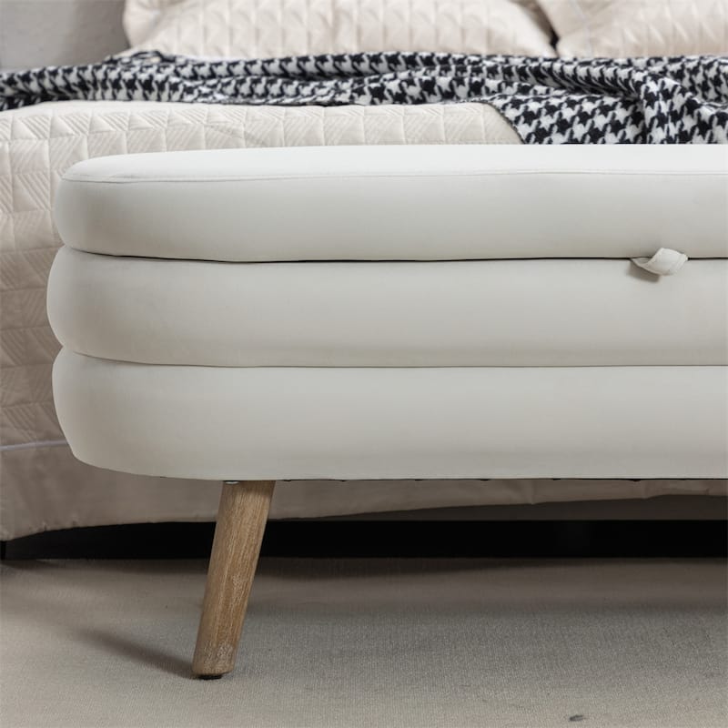 Storage Bench Bedroom Bench With Wood Legs For Living Room Bedroom