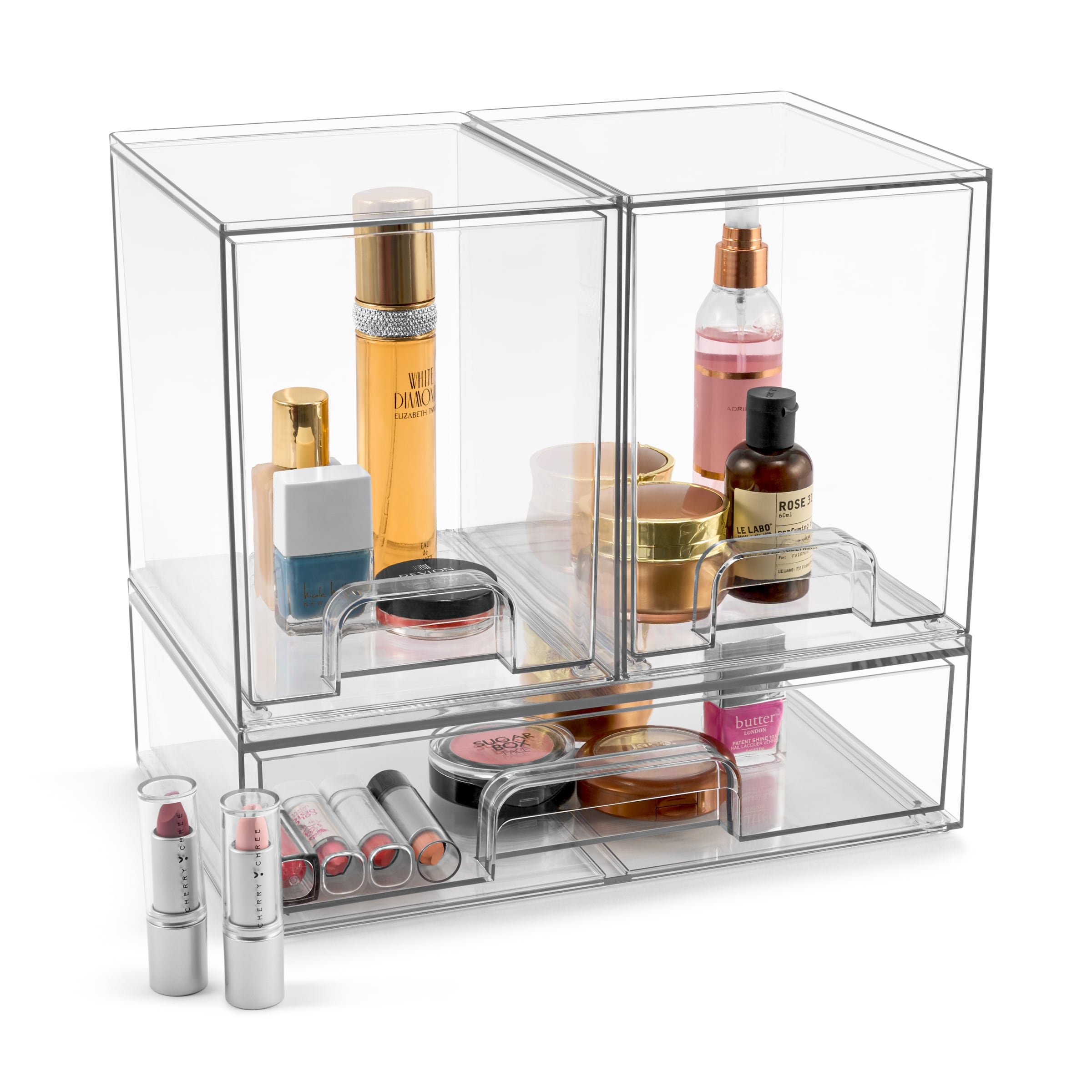 Sorbus Acrylic Storage Containers with Pull-Out Drawers - 3 Pack Clear Stackable Storage Bins Set - 7.5"L X 6"W X 7.6"H