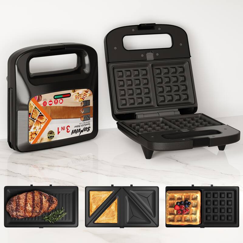 3 in 1 Electric Waffle, Grill & Sandwich Maker