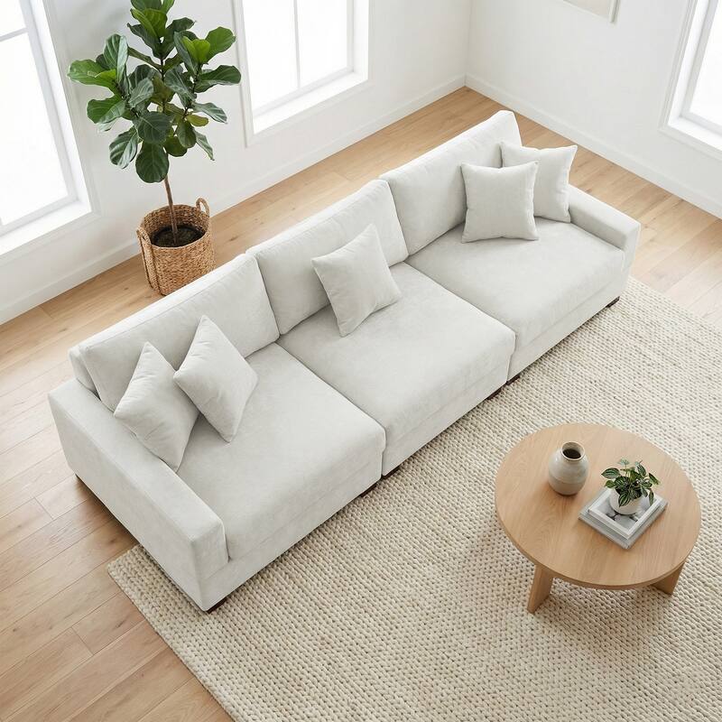 Oversized Chenille Modular Sectional Sofa With Deep Seat