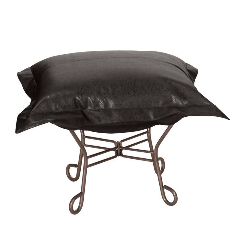 Allan Andrews Scroll Puff Ottoman with Titanium Frame & Cover, Avanti Collection - Black