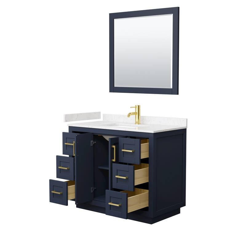 Miranda Single Vanity Set, Cultured Marble Top, 34-Inch Mirror