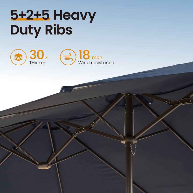 ​OVIOS 15ft Double Side Patio Umbrella Extra Large with Crank