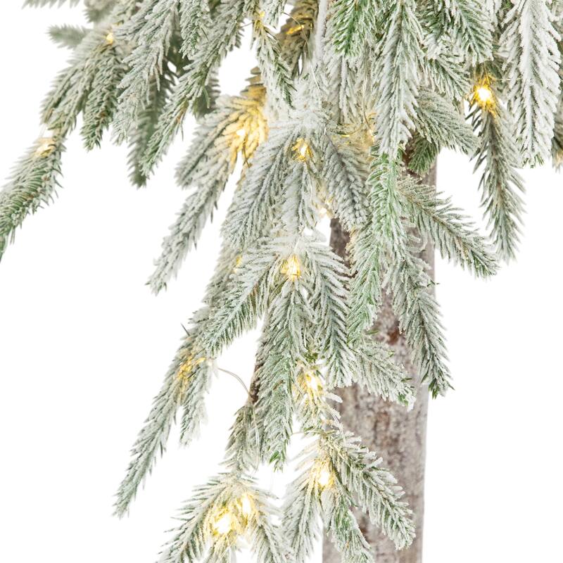 Pre-Lit Alpine Flocked Artificial Christmas Tree - 6' - Clear LED Lights - 6 Foot