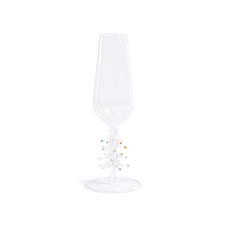 Treetop Cheers Glass Champagne Flutes - Holiday Stemware, Set of 4
