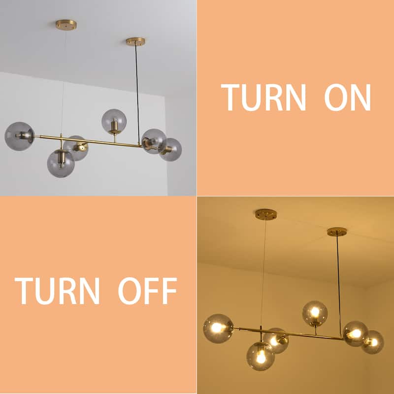 6 Lights Globe Mid Century Chandelier Sputnik Modern Pendant Lighting