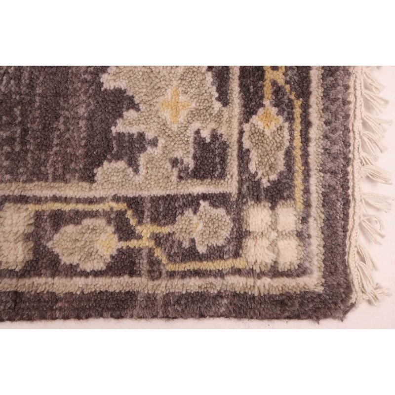 ECARPETGALLERY Hand-knotted Royal Oushak Dark Grey Wool Rug - 9'1 x 12'0