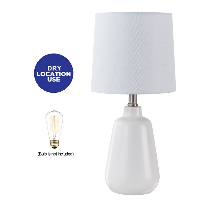 C Cattleya Modern Minimalist White Ceramic Table Lamp with Linen Fabric Shade