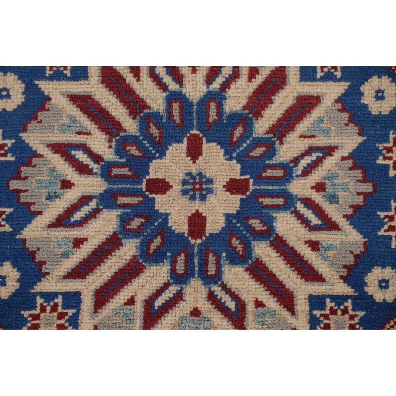 Geometric Red Kazak Area Rug Wool Carpet - 8'0" x 11'8"