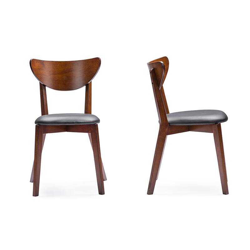 Mid-Century Dining Set 5 Piece - Modern Dining Room Table & Chairs - Chic Faux Leather Seating