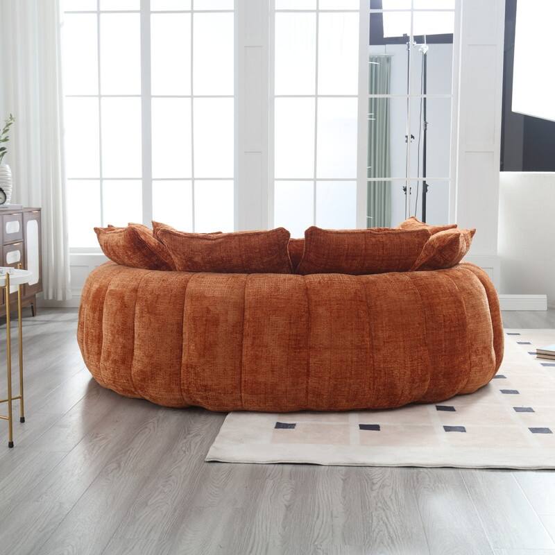 81.10" Double Bread Extra Large Round Sofa Bed with Armrests and Large Cushions