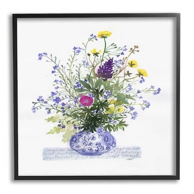 Stupell Mixed Delicate Flowers Arrangement Cursive Words Pattern Framed Wall Art, Design by unknown