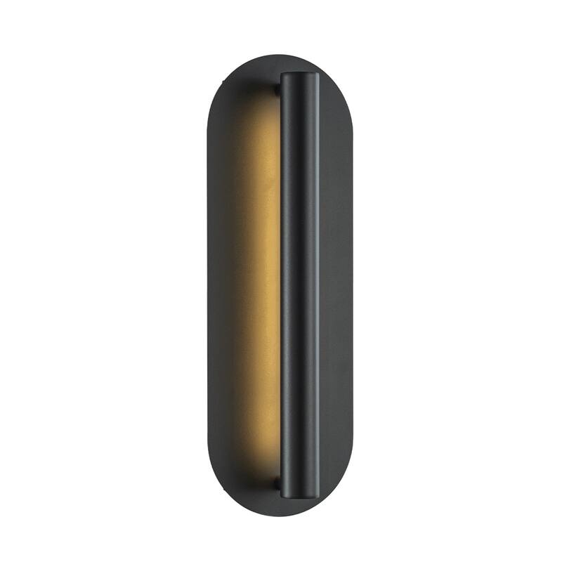 Oval Matte Black 23W Integrated LED Wall Sconce with Acrylic Shade Modern Dusk to Dawn Outdoor Waterproof Exterior Light Fixture - W6.5'' - Matte Black