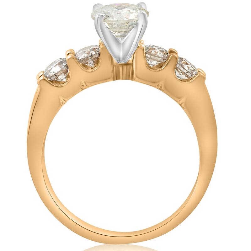 1 3/4ct Diamond Yellow Gold Engagement Ring U Prong Round Cut