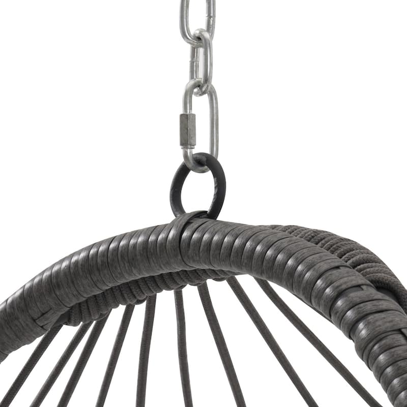 Outdoor Grey Wicker Foldable Swing Hammock Hanging Egg Basket Chair
