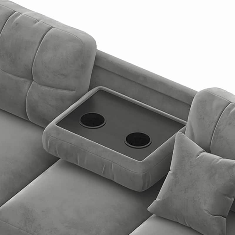 105 inch Reversible Sectional Sofa L shape Couch Space Saving with Storage Ottoman and Cup Holders Design