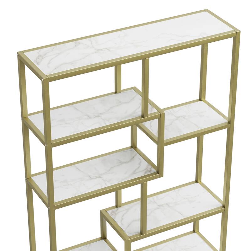 5 Tier Etagere Bookcase Bookshelf with 8-Open Shelves for Living Room