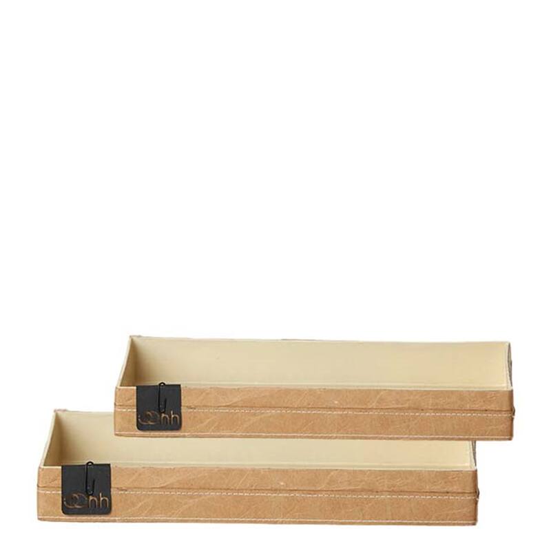 Set Of 2 Creased Paper Trays Natural- A