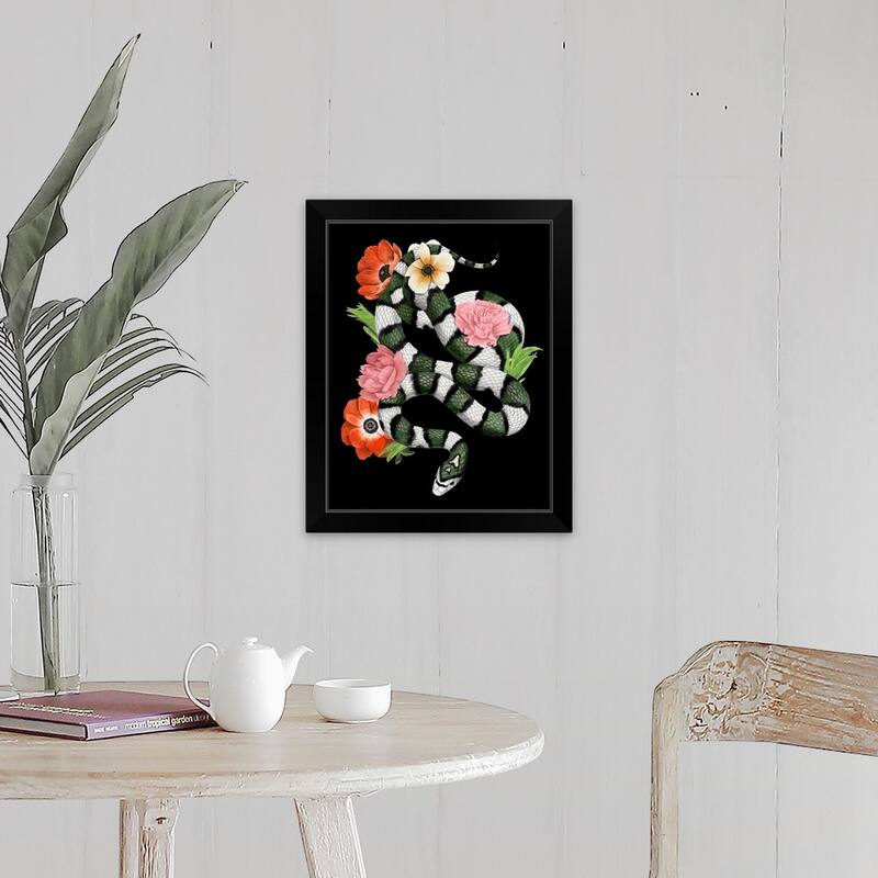 "Green Sweet Serpent II" Black Framed Print - Wood - Portrait - All Seasons - Rectangle - Black - 1 Piece - 16 x 20 - Includes Hardware