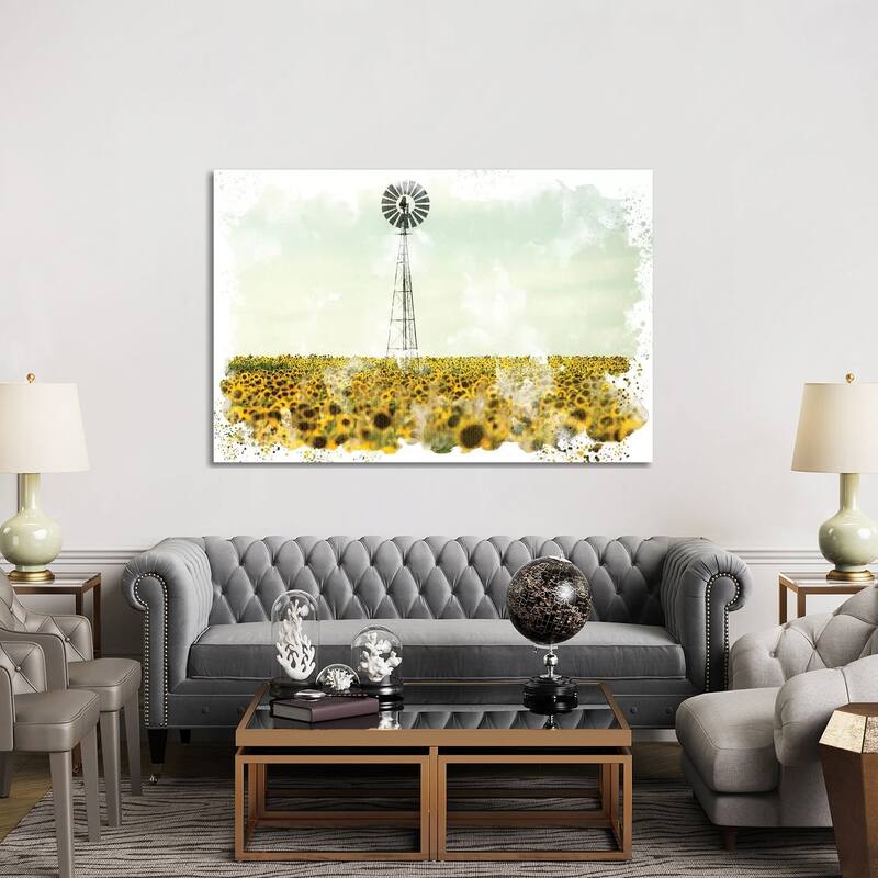 iCanvas "Windmill Sunflowers" by Kimberly Allen Canvas Print