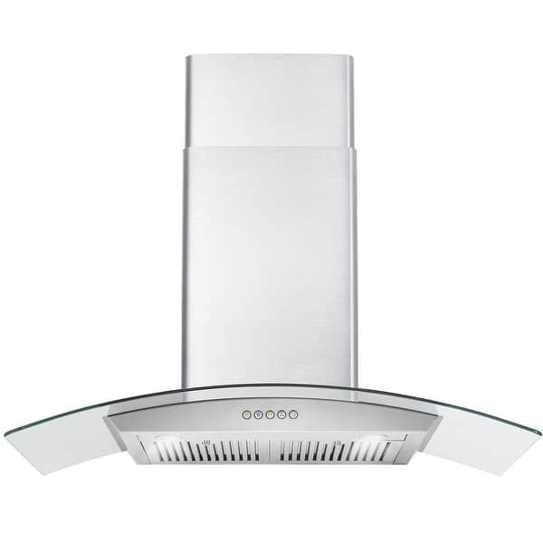 slide 2 of 10, Cosmo 36 in. Ducted Wall Mount Range Hood in Stainless Steel with Push Button Control, LED Lighting and Permanent Filters